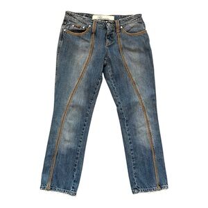 Blumarine Distressed Cropped Jeans with Jewel Details Size 10